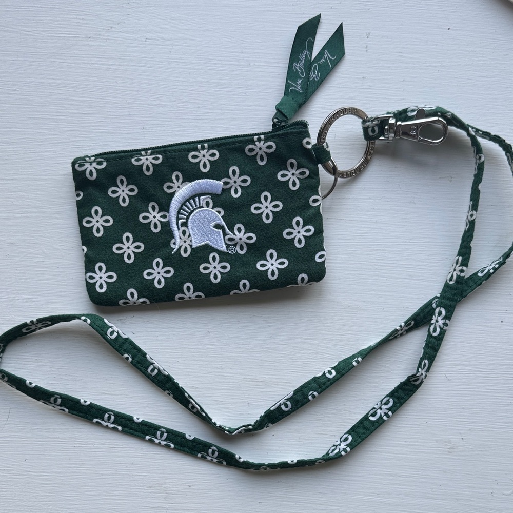 Vera Bradley Green Floral Lanyard Wallet